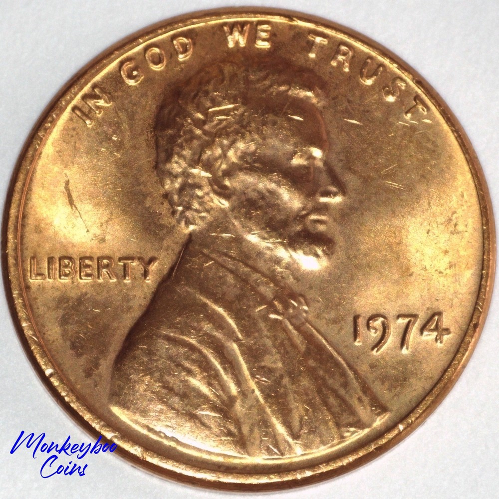 1974 Lincoln Memorial Cent - Grease Strike-Through Reverse - Rare Error Coin