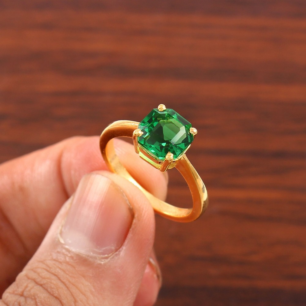 Green Emerald Ring Gemstone Ring Statement Ring Gift For Her Green Wedding Ring