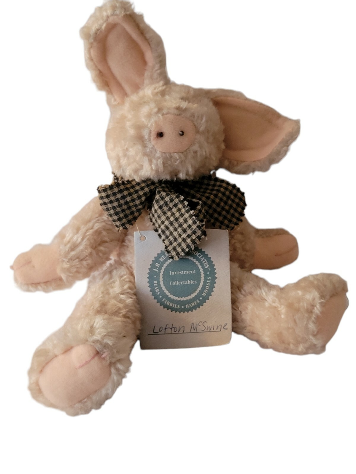 Boyd's bears Lofton Q. McSwine Pig Jointed Bean Plush Stuffed Animal with Bow