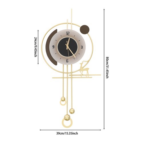 Elegant Gold Wall Clock with LED Light, Modern Design for Home Decor