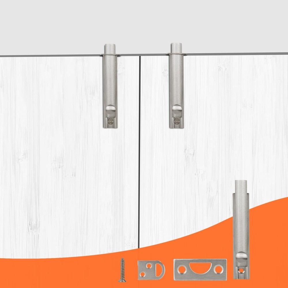 KOVOSCH Solid Brass Surface Bolt 3 Inch, Heavy 3 Satin Nickel-1 Pack