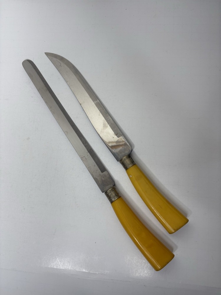 Vtg Bakelite Westall Richardson Sheffield Forever Sharp Bread & Carving Knives