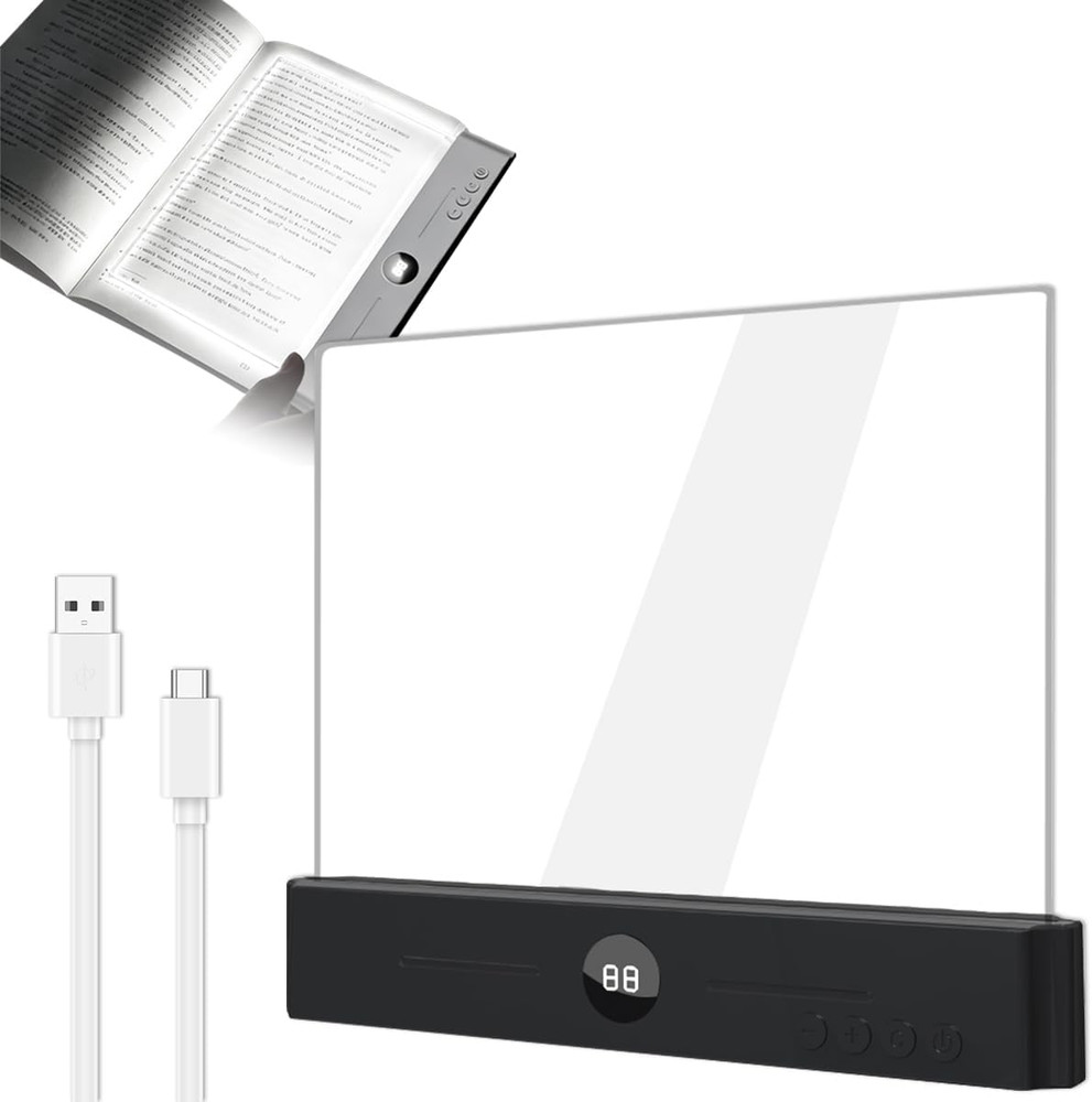Upgraded Flat Book Light with Timer, Dimmable Panel & 3 Color Options