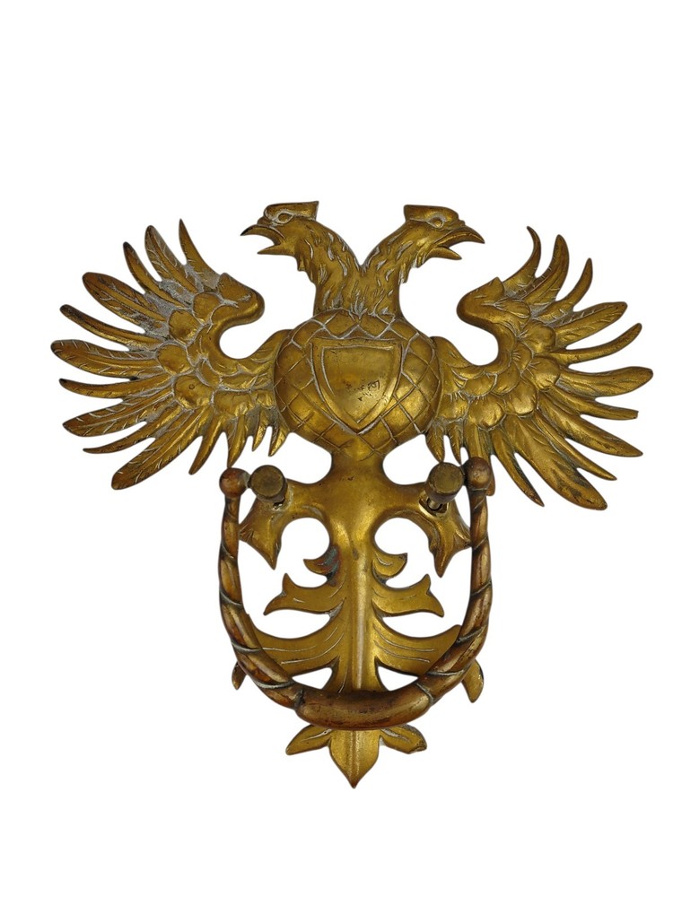 Antique Large 2 Headed Eagle Solid Brass Door Knocker Russian Austrian Masonic