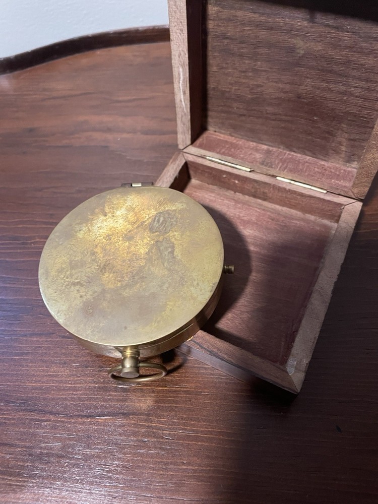 Ectoria 3" Brass Compass with Wooden Box