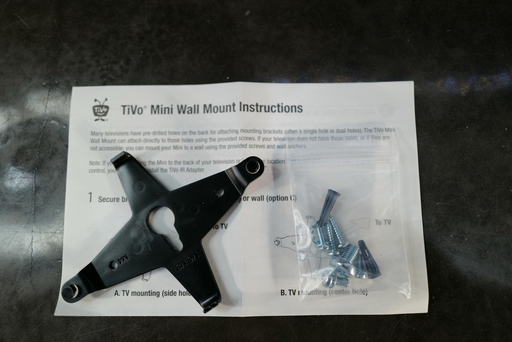 TiVo Mini Wall Mount Bracket With Hardware Instructions New