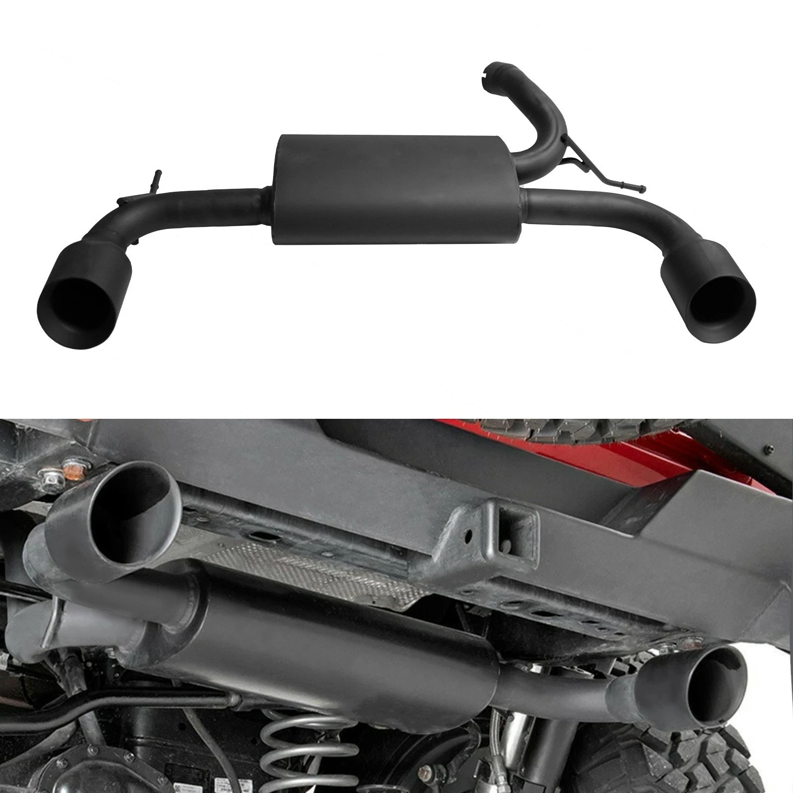 For 07-17 Jeep Wrangler JK 2/4DR Matte Black Dual CatBack Exhaust Muffler System