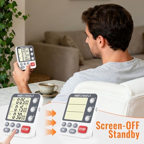 Digital Dual Kitchen Timer, 3 Channels Countdown Triple Timer for 318 White