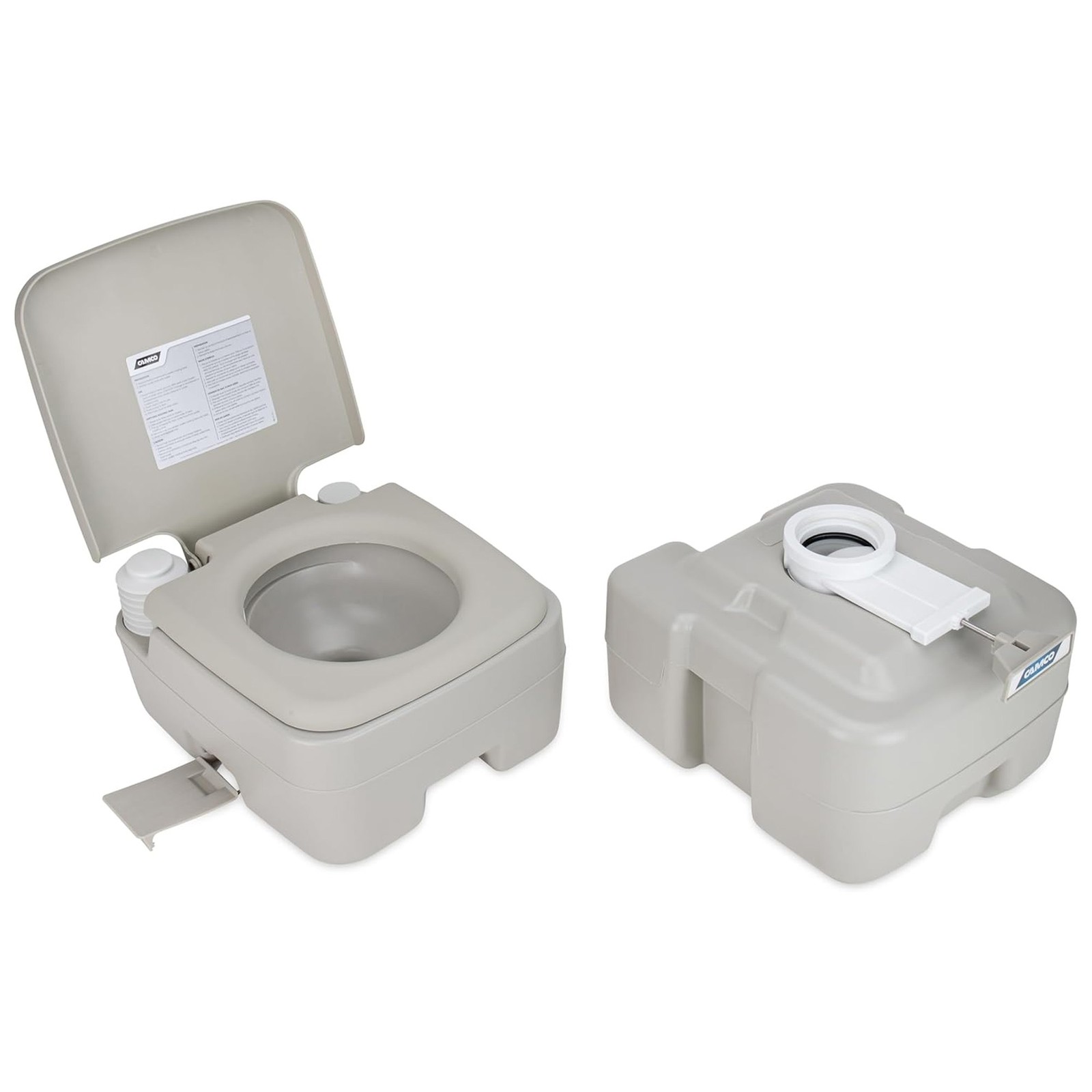 Camco 5.3 Gallon Portable Toilet with Detachable Holding Tank and Carry Handle