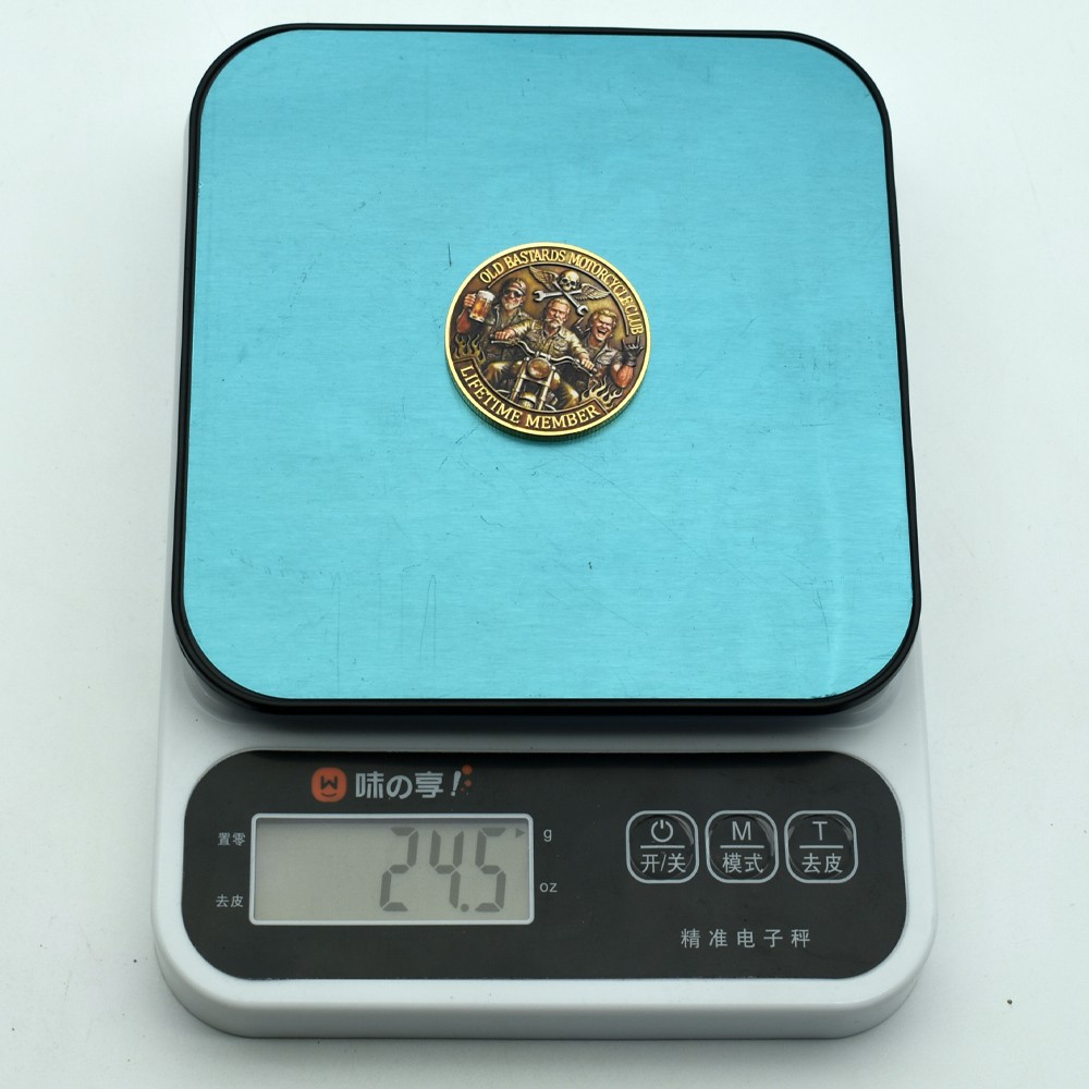 Old Bastards Motorcycle Club Coin - Lifetime Member, Vintage Biker Design Medal