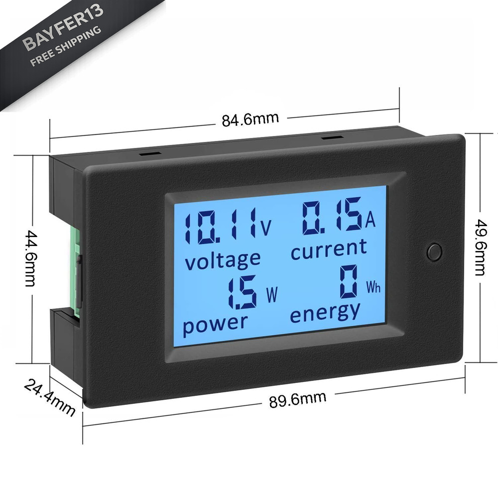 KETOTEK Digital Ammeter Voltmeter DC Voltage Current Power Energy Meter Black