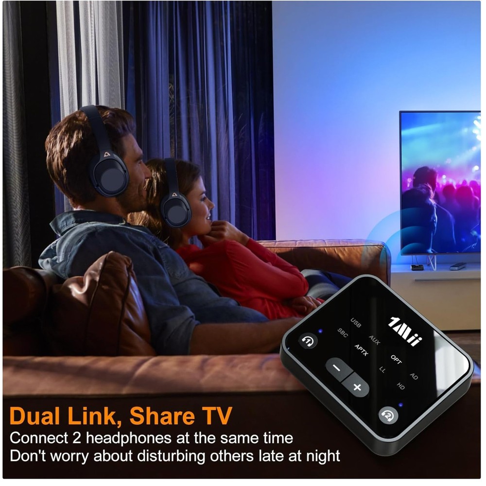 Bluetooth 5.3 Transmitter for TV - Dual Headphone Connection