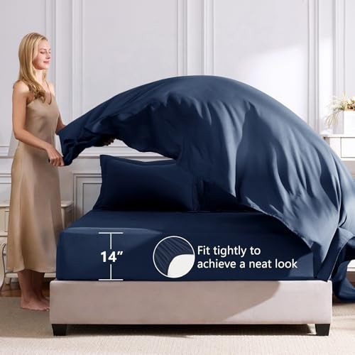 Comforter Set Blue, 7 Pieces Bed in a Bag Comforter Set Oversized Queen Navy