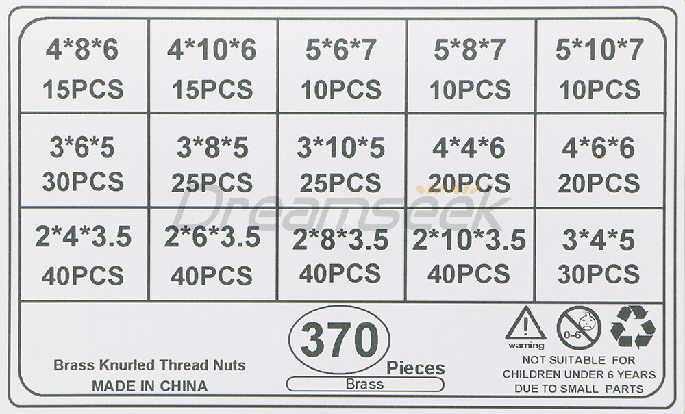 370Pcs Brass Knurled Nut Thread Set Insert Embedment Injection Nuts M2 M3 M4 M5