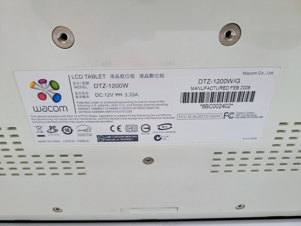 Wacom LCD Tablet Model:DTZ-1200W/G