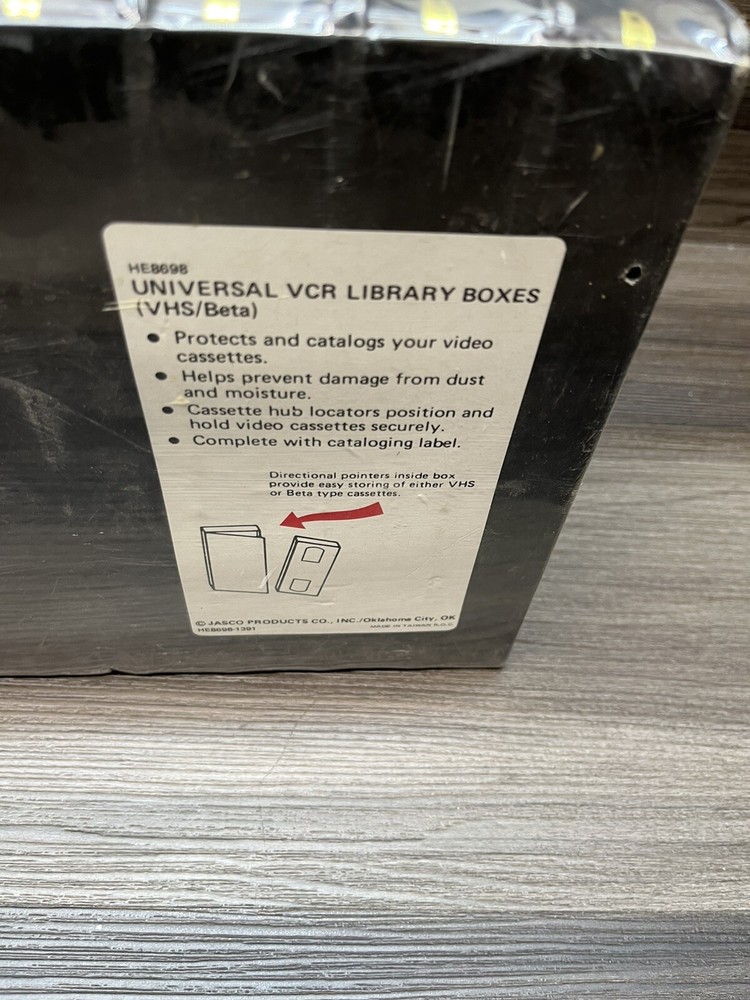 Jasco HE+ 10-Pack Universal VCR Library Boxes VHS / Beta Storage Boxes