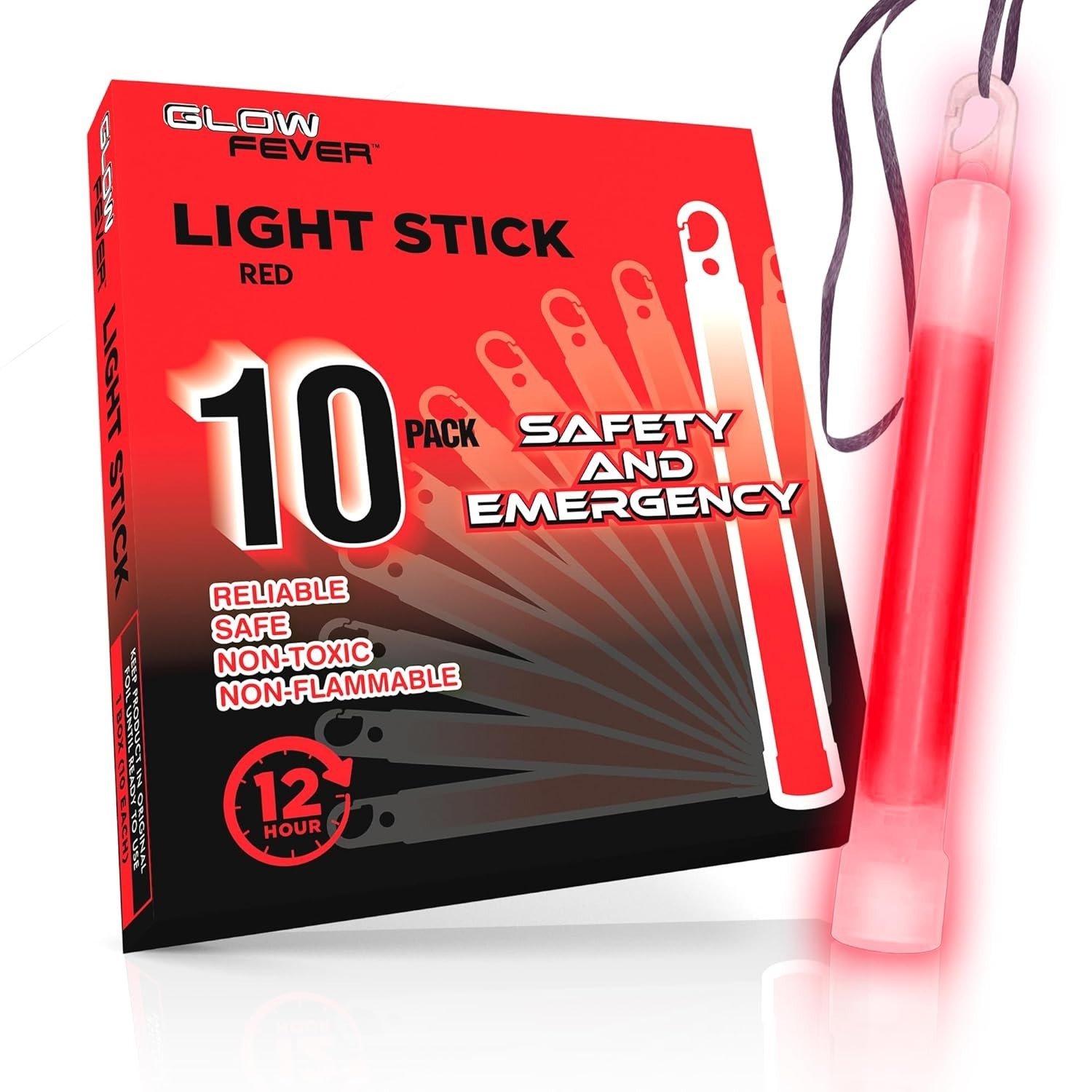 Glow Fever Emergency Safety Military Grade Glow Sticks; 10pcs, 6" Ultra Bright G