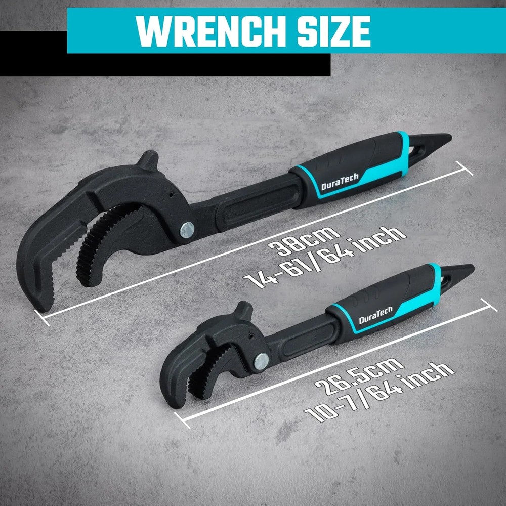 DURATECH Multi-function Adjustable Pipe Wrench Set, 2-Piece, Quick Self-Adjustin