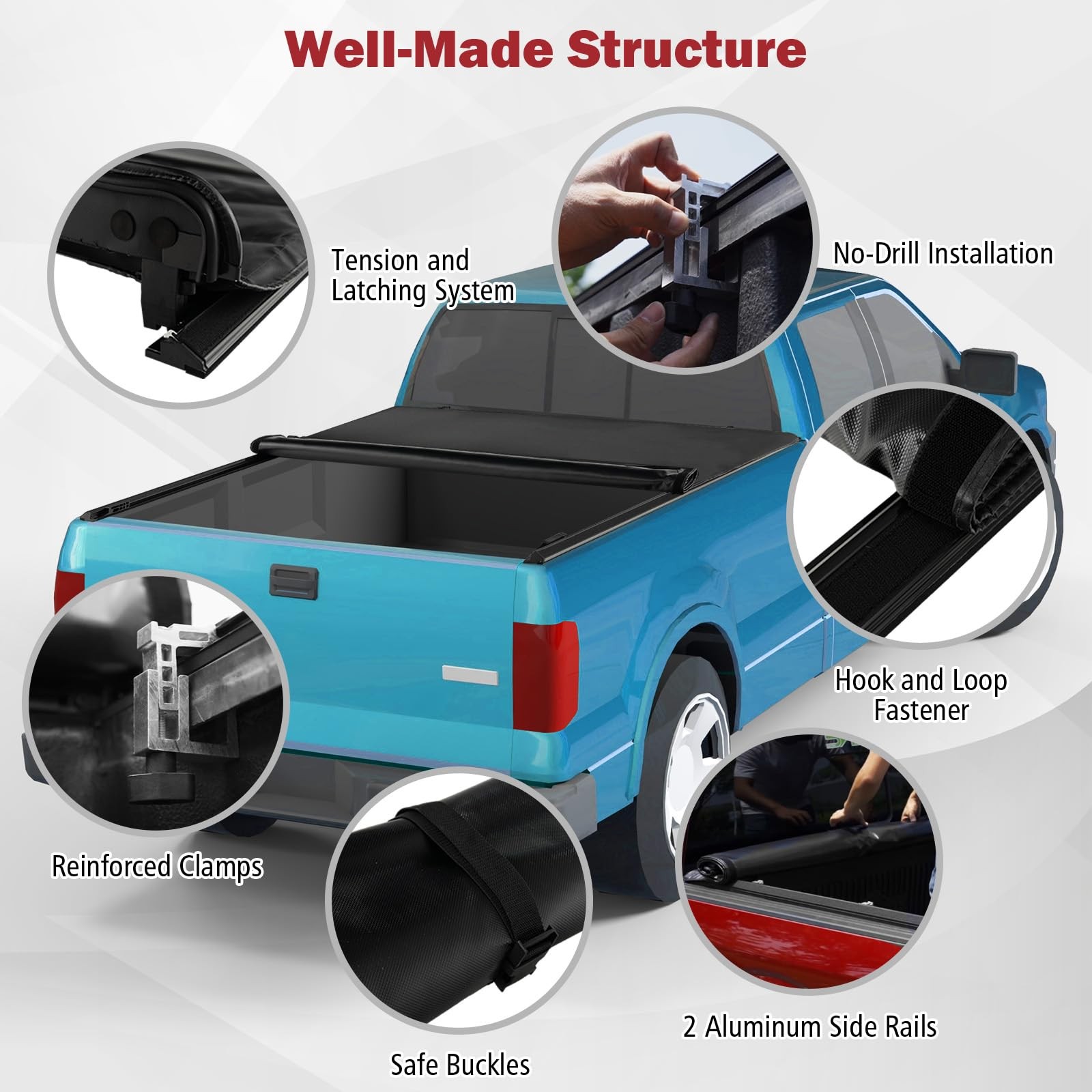 Soft Roll-up Tonneau Cover for 2002-2023 1500 2500 3500 6.4 Bed