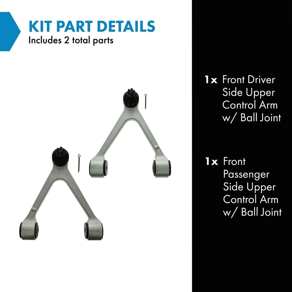 TRQ Front Upper Driver and Passenger Side Control Arm Ball Unfinished