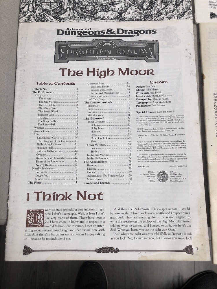 TSR Forgotten Realms Elminster's Ecologies Box With (5) Accessory Modules AD&D