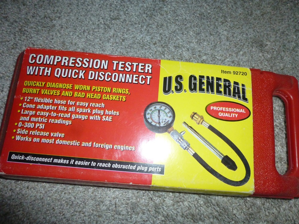 U.S. General Compression Tester With Quick Disconnect 92720 Excellent In Box
