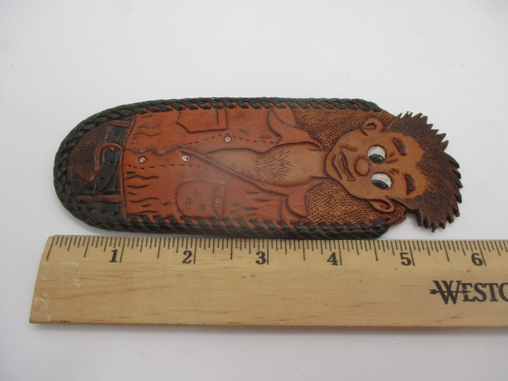 Vintage Tooled Leather Novelty Cowboy Sheath