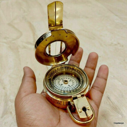 Nautical Solid Brass British Military III Prismatic Pocket Compass Handmade Gift