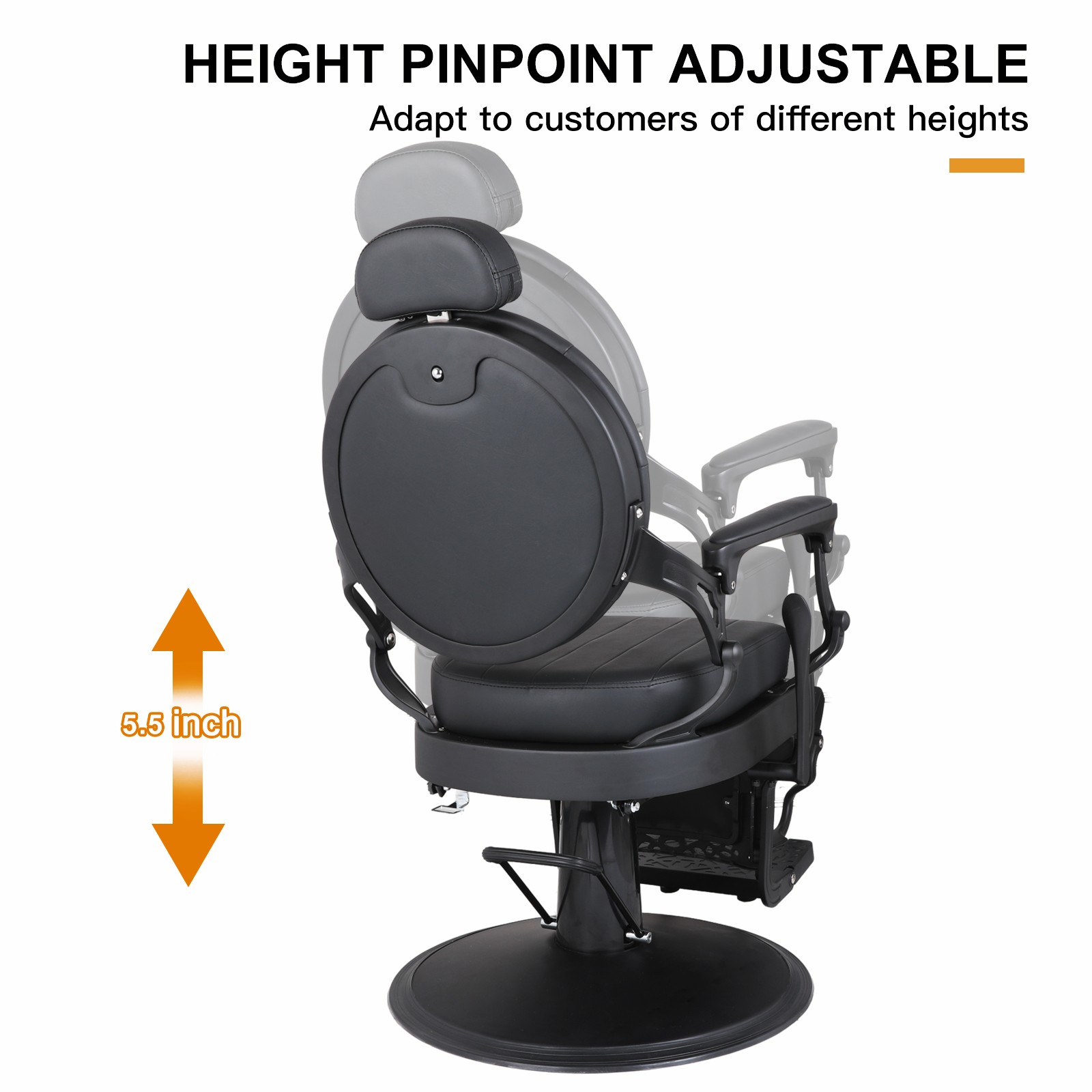 Black Vintage Recline Heavy Duty Barber Chair Hydraulic All Purpose Beauty Salon