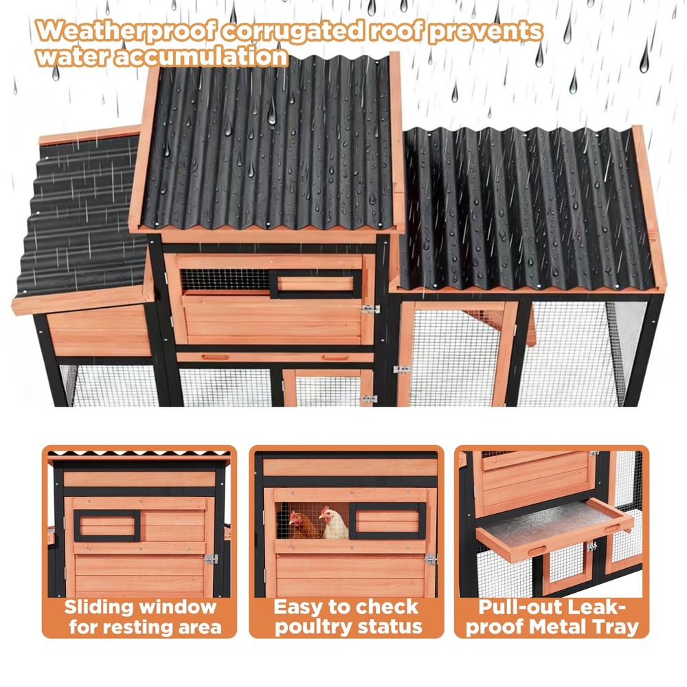 Wooden Chicken Coop with Nesting Box,Chicken Brooder with Openable Roof Window