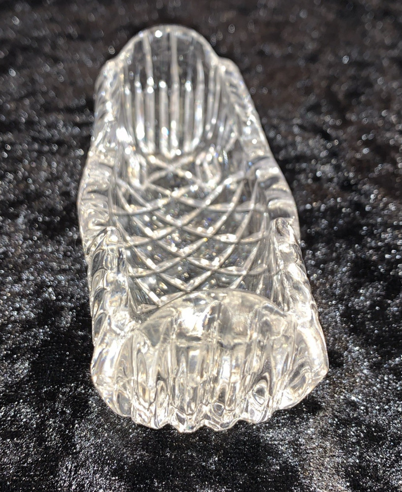 Vintage Diamond Pattern Pressed Glass Open Rectangular Toothpick Holder Dish