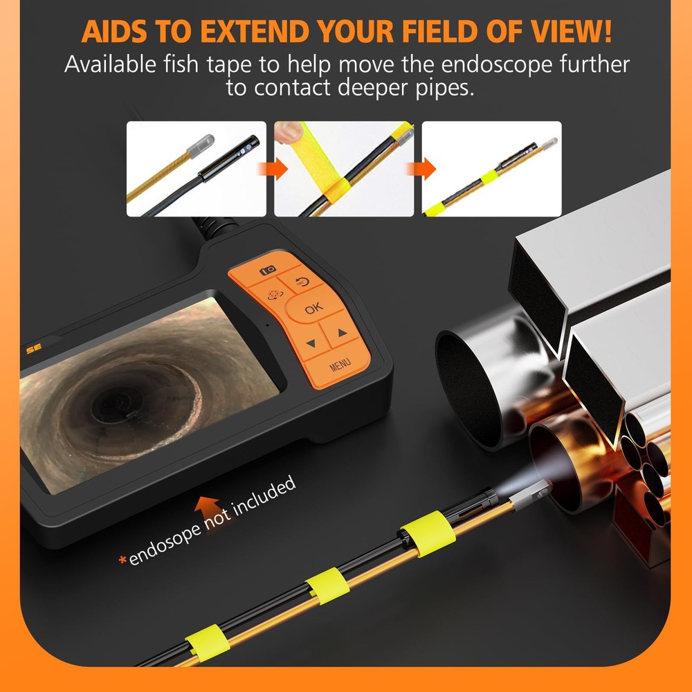 50FT Fish Tape Wire Puller Through Wall Wire Threader OD 7mm, Fish Cable Fast...