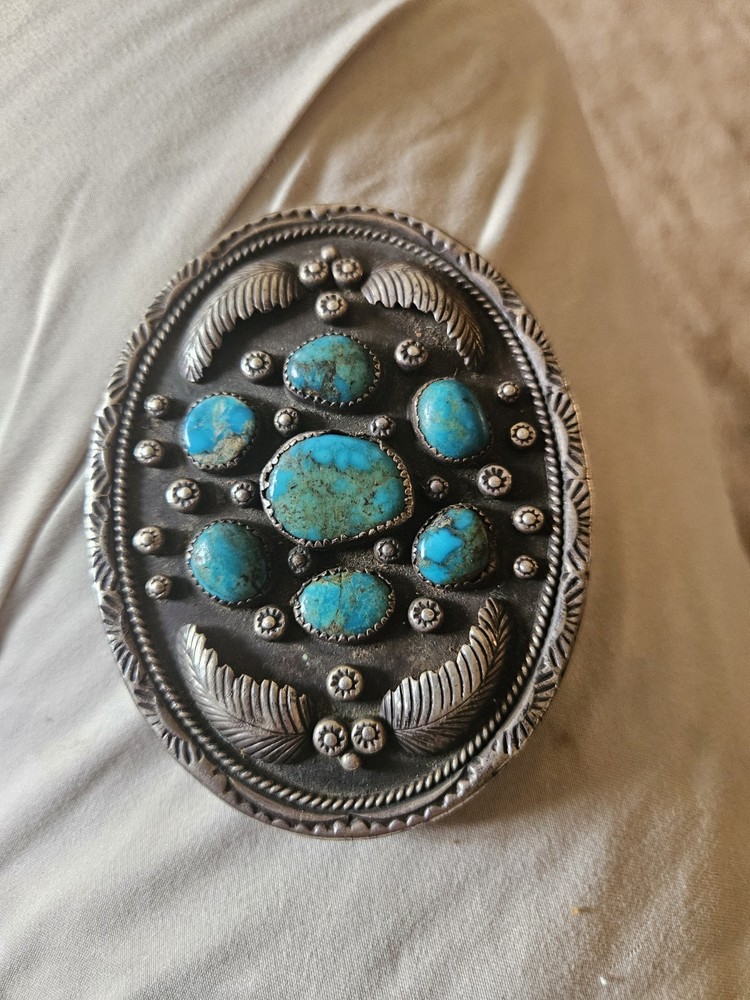 Turquoise And Silver Has Makers Mark Very Antique Made By Navjo Silver Smith