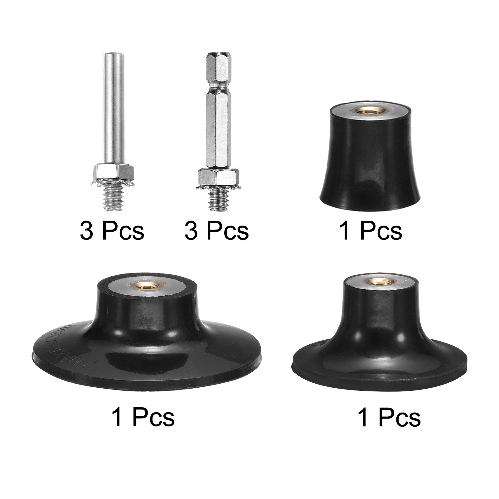 3 Pack 1" 2" 3" Disc Pad Holder Quick Change Disc 1/4" Shank Mandrel Black
