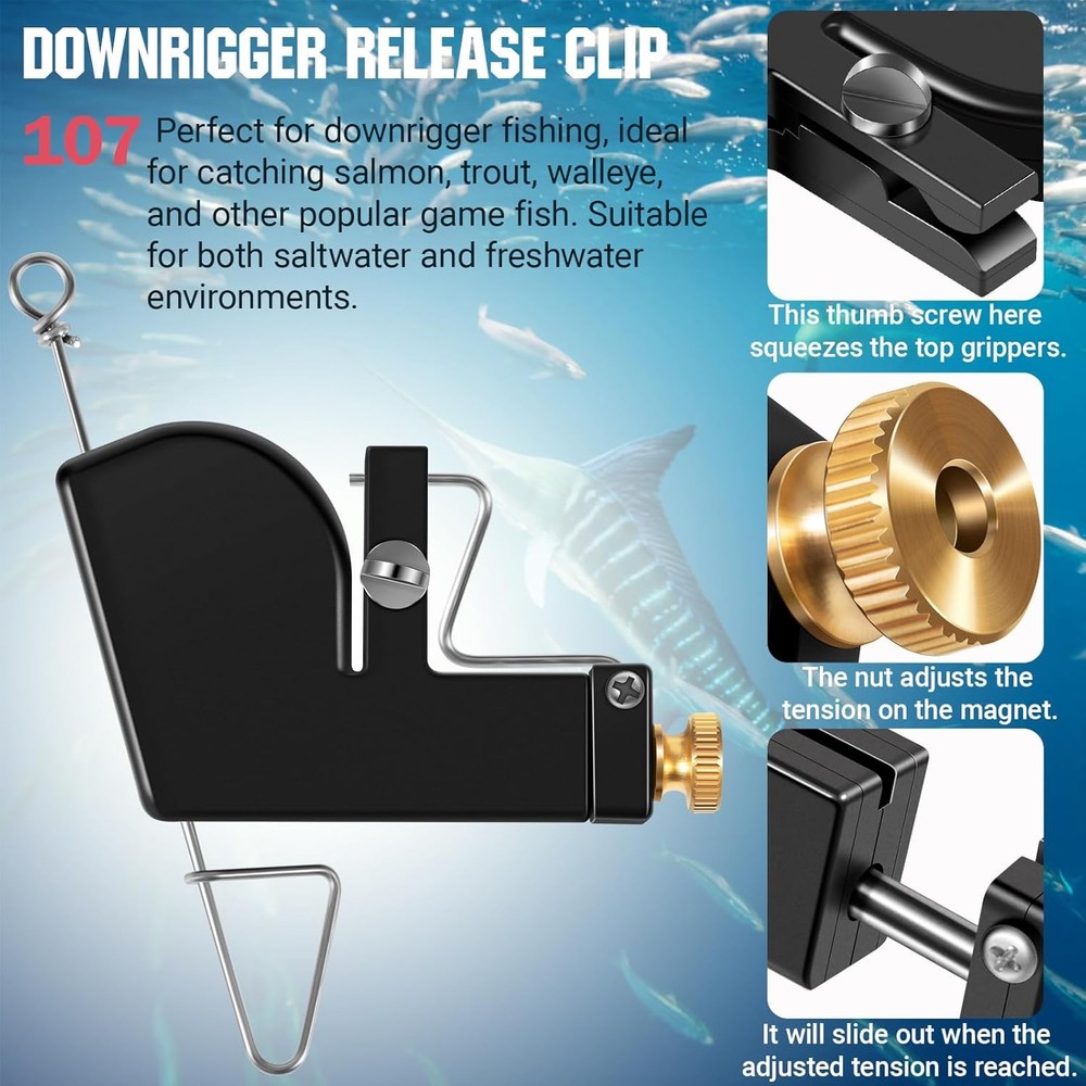 107 Downrigger Release,Adjustable 0–4.5 lb Tension Vertical & Horizontal