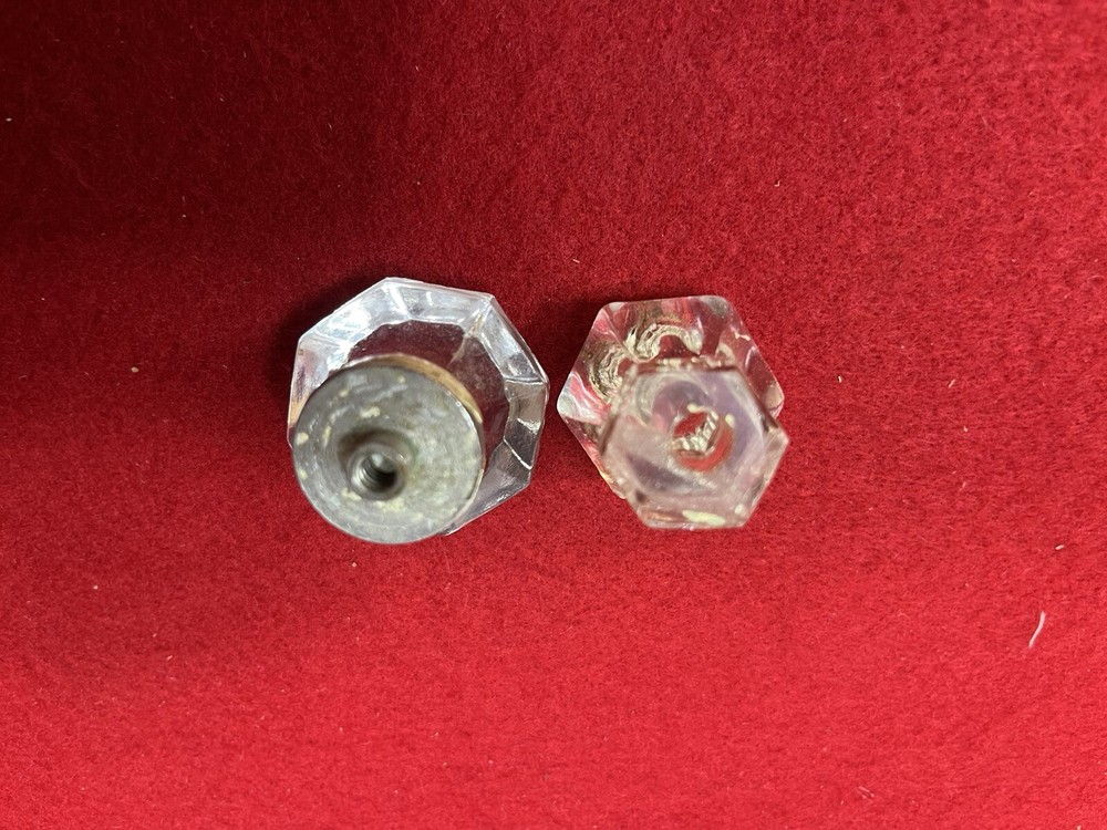 5 Antique Glass Pulls And Drawer Knobs