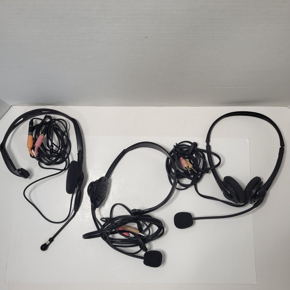 Wired Communication Headset Lot Of 3