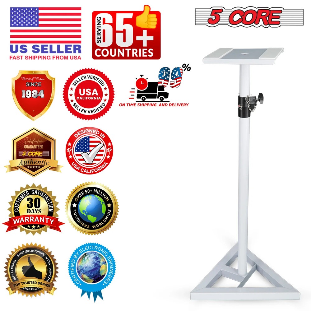 5 Core Speaker Stand Pair Heavy Duty Height Adjustable Height 59.5" 100Lb