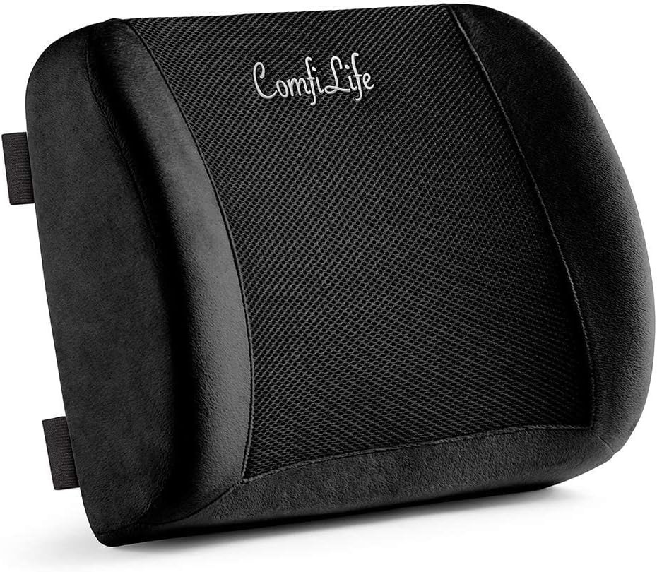 Breathable 3D Mesh Lumbar Support Pillow with Adjustable Strap - Black Elegance
