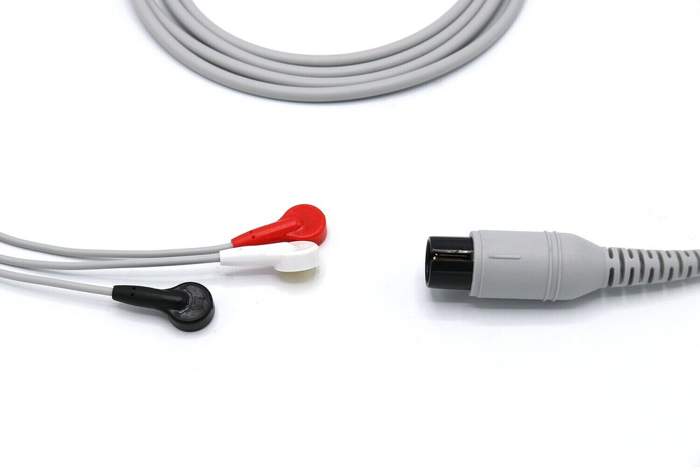 AAMI MINDRAY ECG EKG Cable 6 Pin 3 Leads Snap AHA Compatible - Same Day Shipping