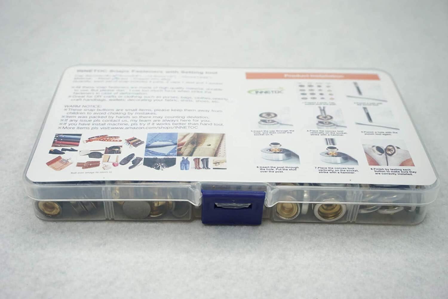 70 Sets 15mm 5/8 Heavy Duty Snap Fasteners Kit Metal Snaps for Leather Craft