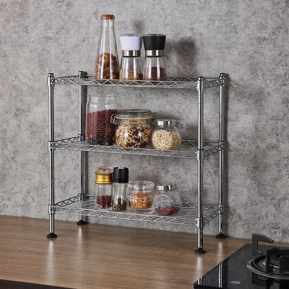 3 Tiers Wire Shelving Rack Shelf Adjustable Commercial Garage Kitchen Wide Use