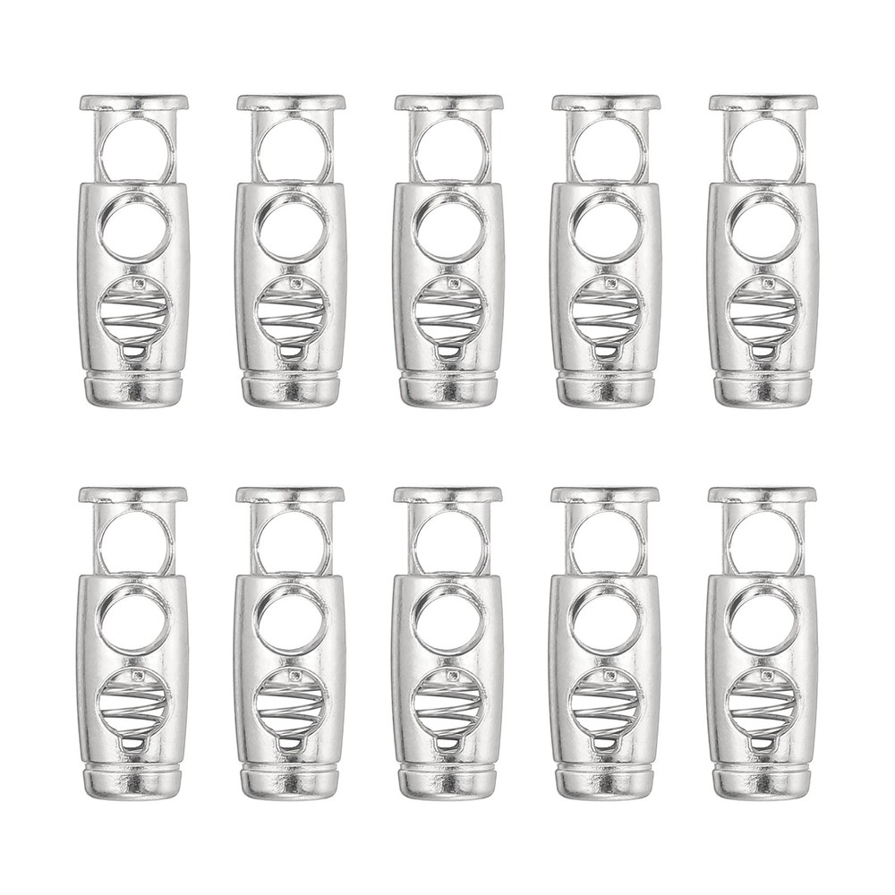 10PCS Metal Cord Locks for Drawstrings, Spring Cord Lock Stopper, Silver