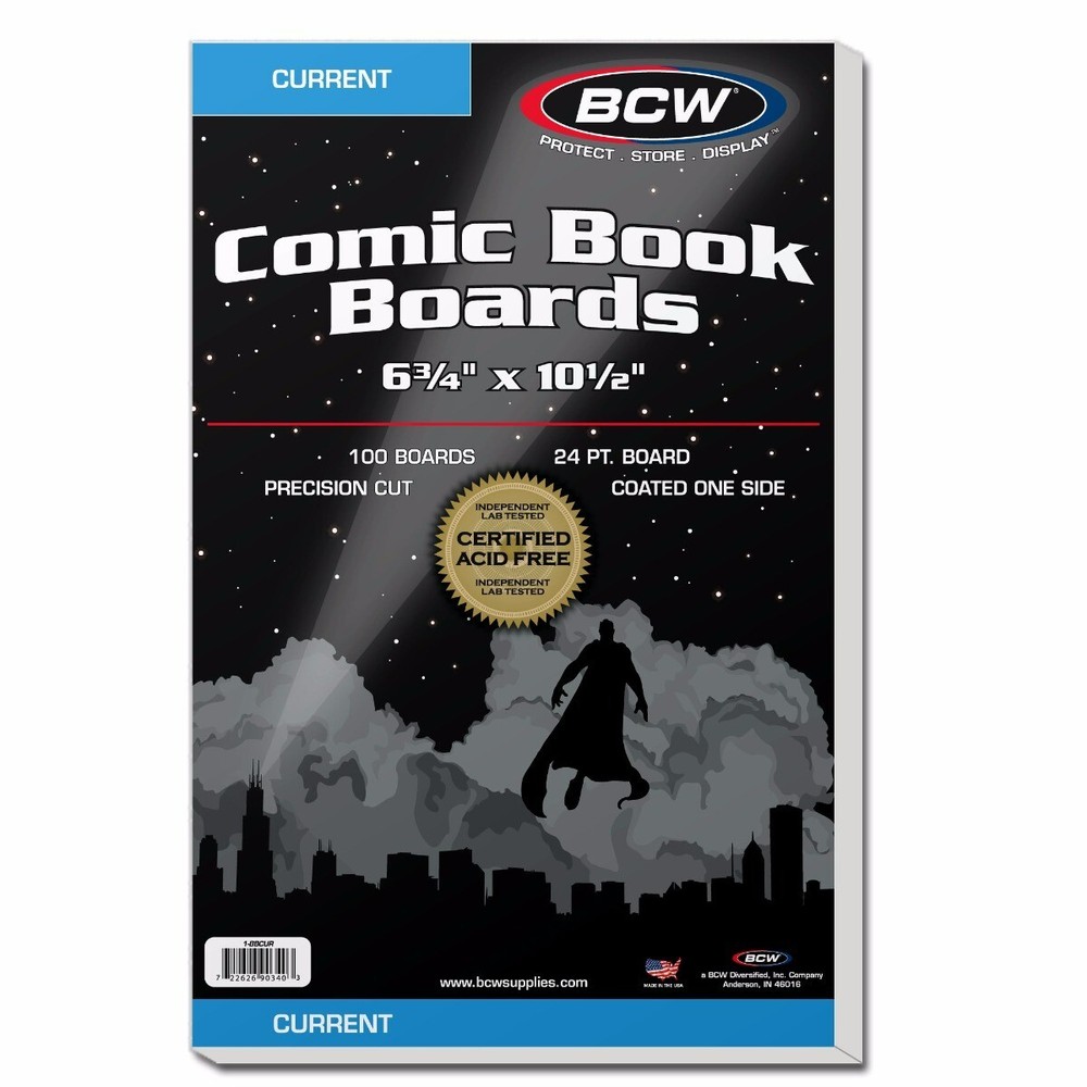 100 BCW CURRENT COMIC BOOK BOARDS 6 3/4" X 10 1/2"