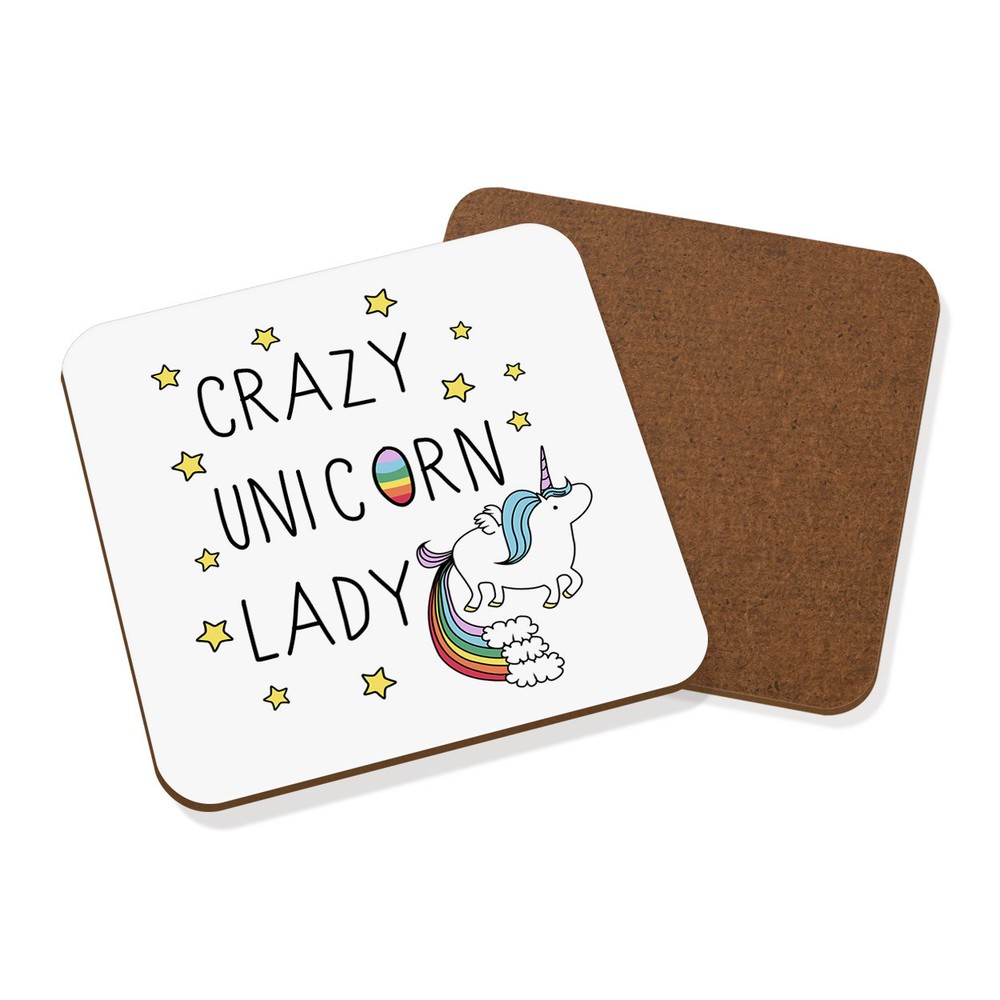 Crazy Unicorn Lady Coaster Drinks Mat - Funny
