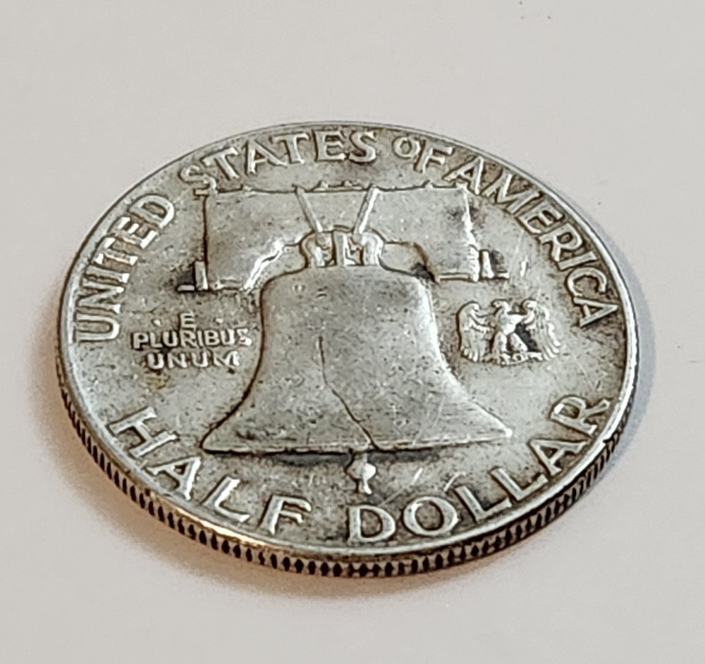 1949 Franklin Half Dollar • 90% Silver • Toned • Circulated • As Shown Solid X2