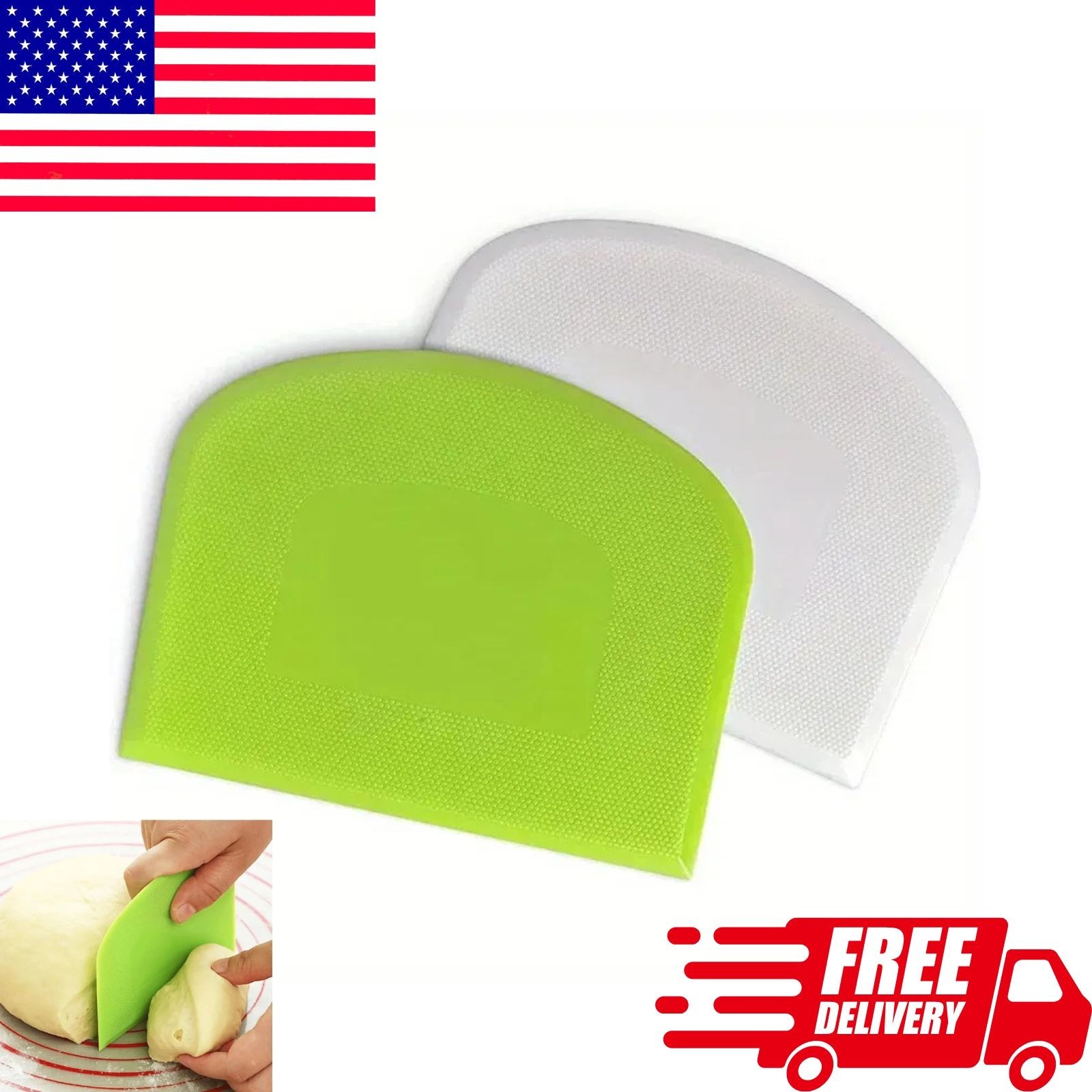 Dough Cutter Dual Sided Flexible Plastic Bowl Scraper for Bread Pizza Pastry