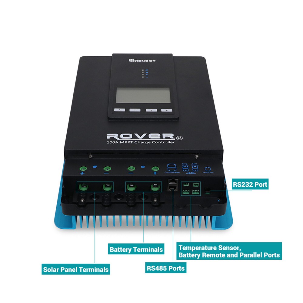 Renogy Rover 100 Amp 12/24/36/48v DC Input MPPT Charge Controller Auto Parameter