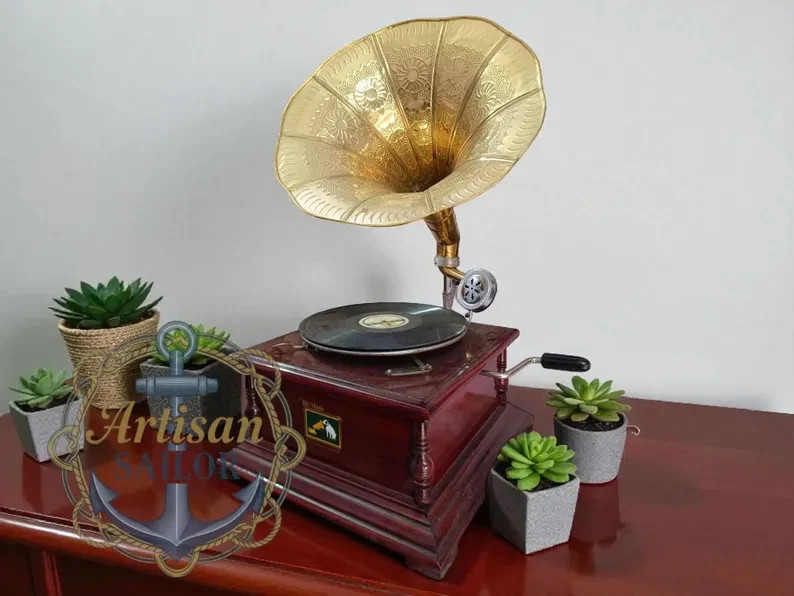 Antique Gramophone, Fully Functional Working Phonograph, win-up record player