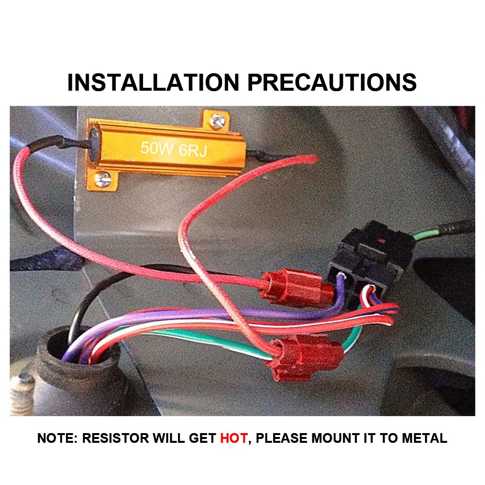 Set of 2 7440 LED Load Resistor Adapters - Anti Hyper Flash Warning Canceller